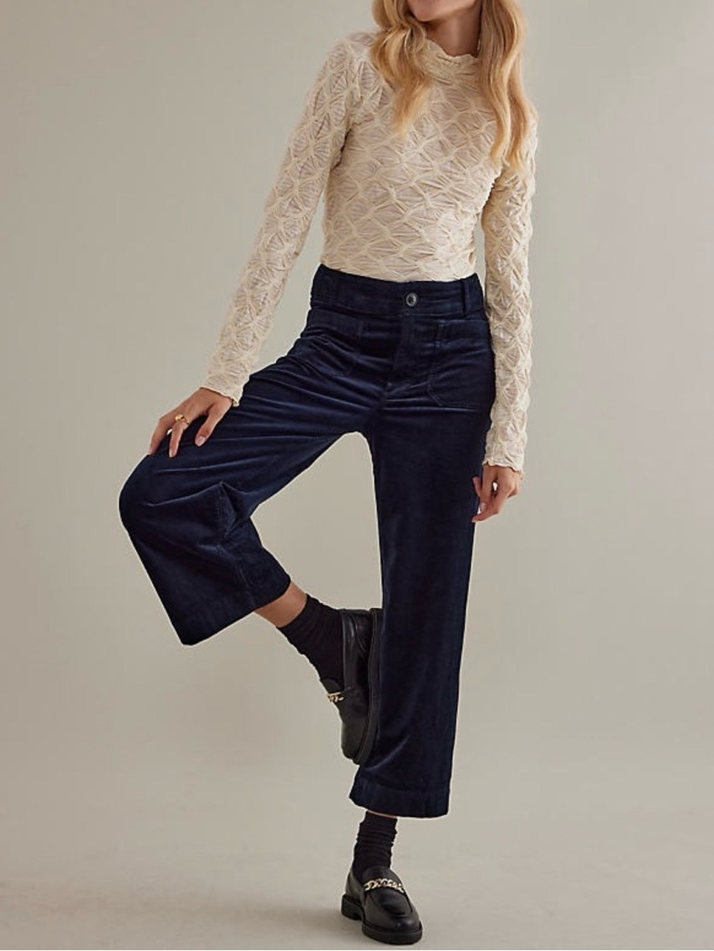 Anthropologie Maeve The Colette Pants Navy Blue Corduroy High Rise cropped 28